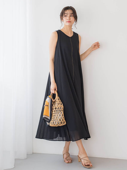 麻調シアー2WAYシャーリングワンピース≪手洗い可能≫