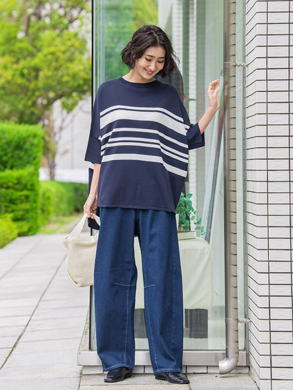【WEB限定】デニムカーブパンツ≪洗濯機で洗える≫