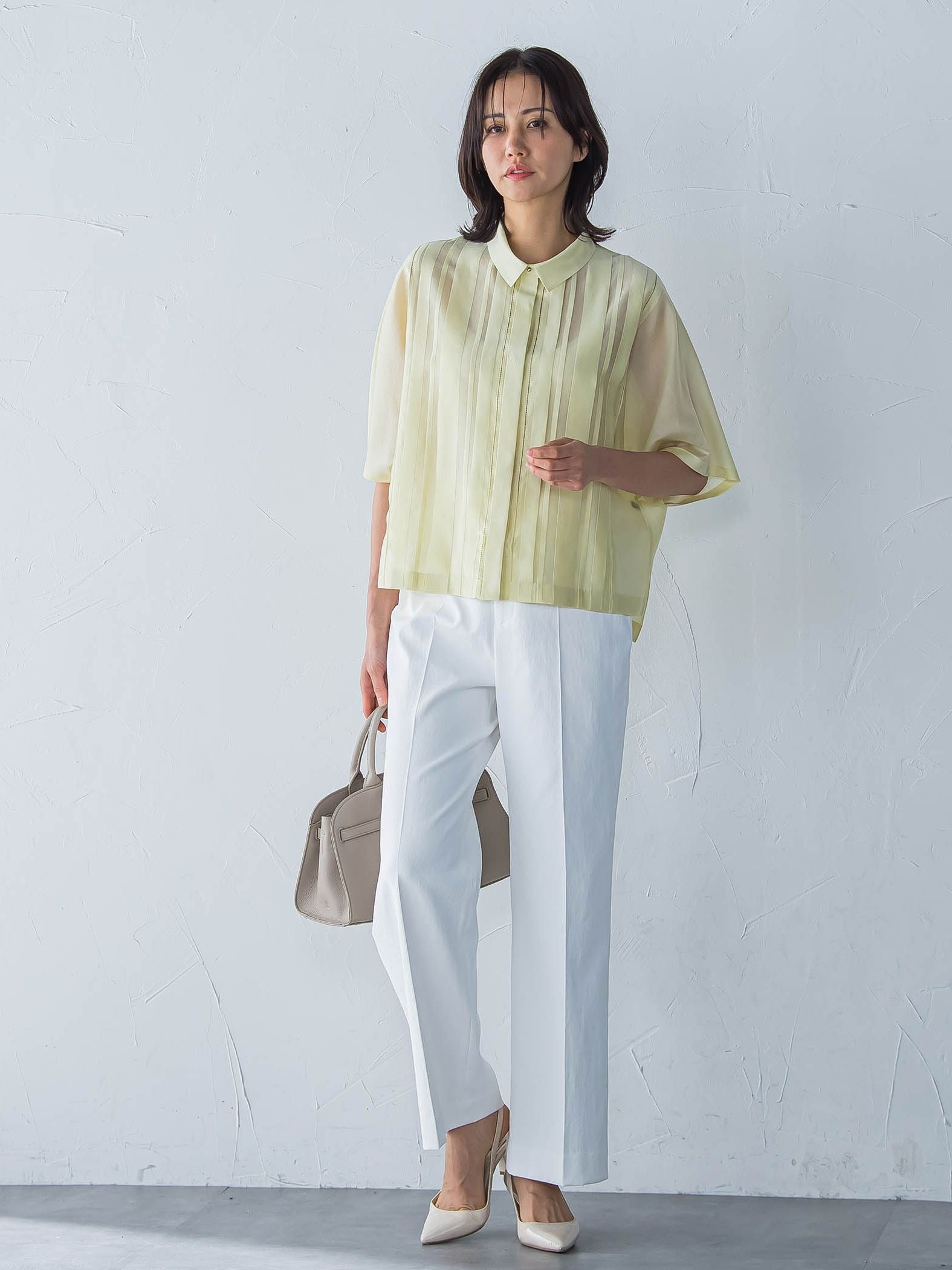 ピンタックレースブラウス≪手洗い可能≫