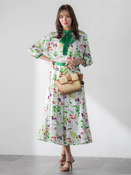 【KEITA KAWASAKI × Viaggio Bluコラボ】リリープリントスカート