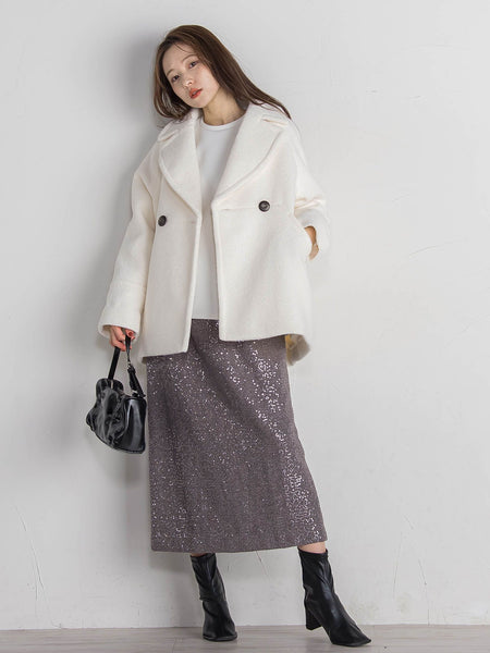 スパンコールIラインスカート≪手洗い可能≫