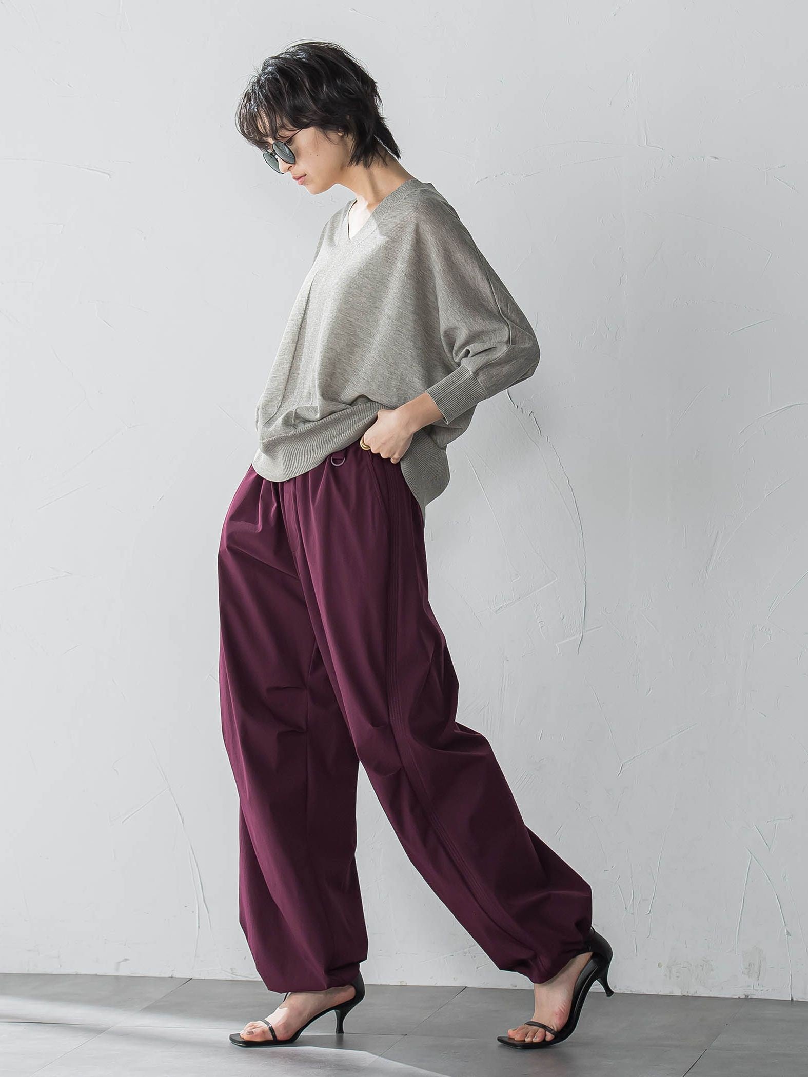 LEVITAシアーVネックドルマンニットプルオーバー≪手洗い可能≫