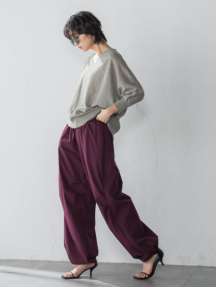LEVITAシアーVネックドルマンニットプルオーバー≪手洗い可能≫