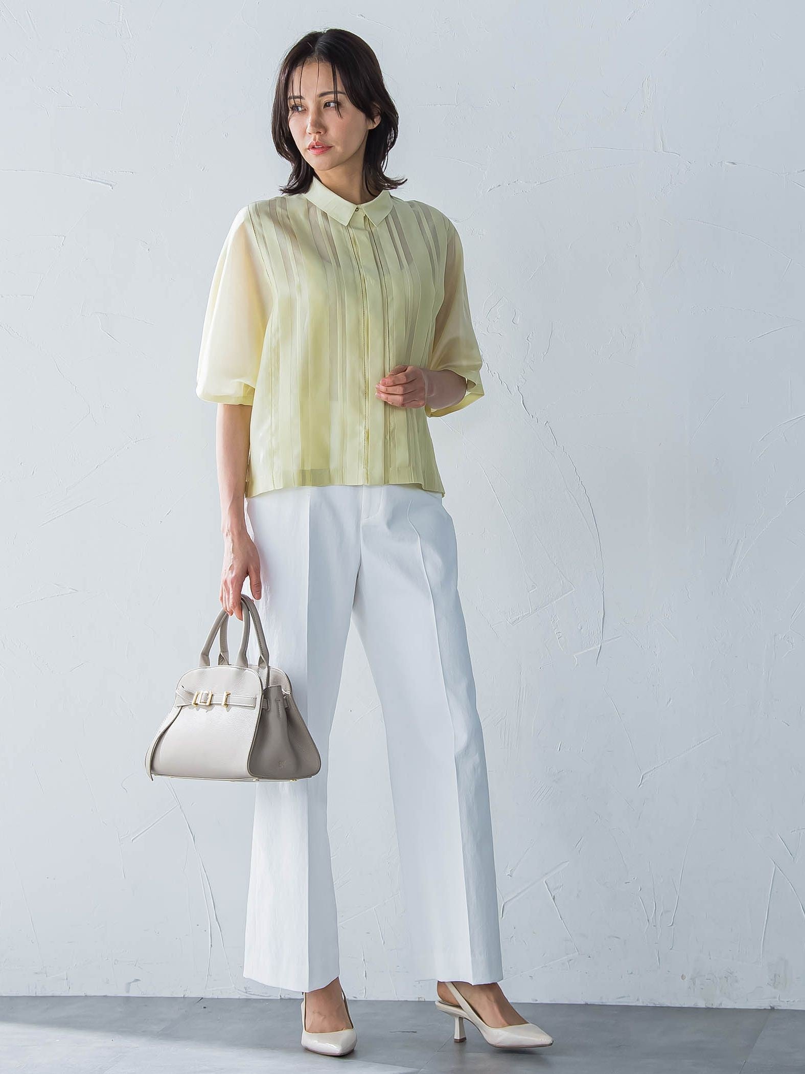 ピンタックレースブラウス≪手洗い可能≫