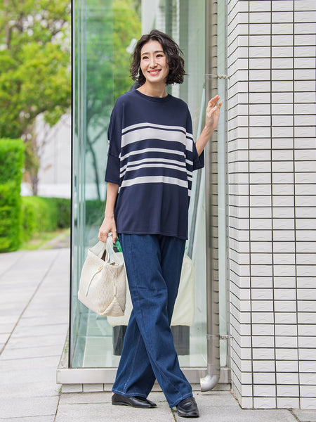 【WEB限定】デニムカーブパンツ≪洗濯機で洗える≫