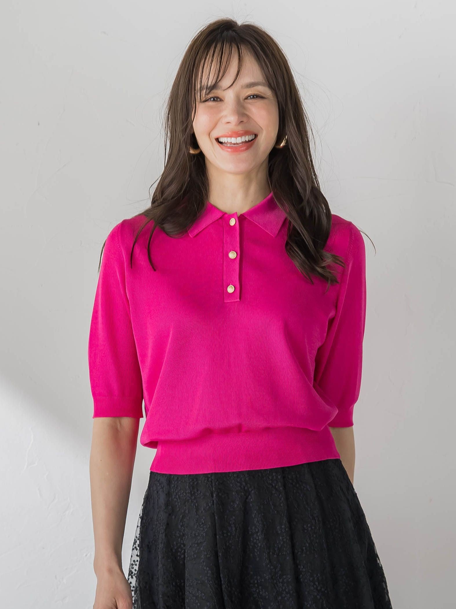 【WEB限定カラーあり】LUCINDAポロニット