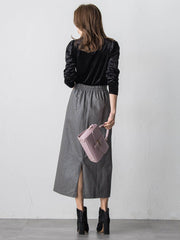 パフ袖ベロアカットソー≪手洗い可能≫