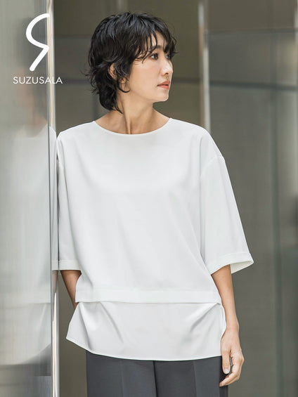 【選べるSETUP】SUZUSALA裾切り替えブラウス