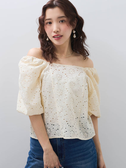 【SHIORI IRIE コラボ】2WAYオフショルレースブラウス≪手洗い可能≫