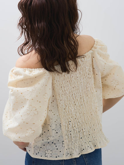 【SHIORI IRIE コラボ】2WAYオフショルレースブラウス≪手洗い可能≫