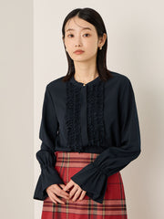 ポライトジョーゼットフリルブラウス≪手洗い可能≫