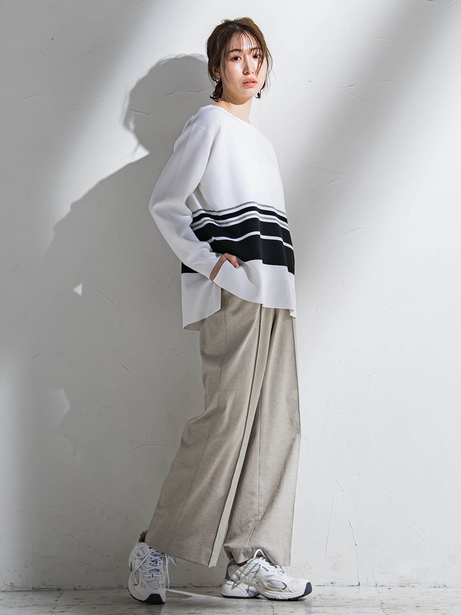 【WEB限定】シェルタリングワイドパンツ≪洗濯機で洗える≫