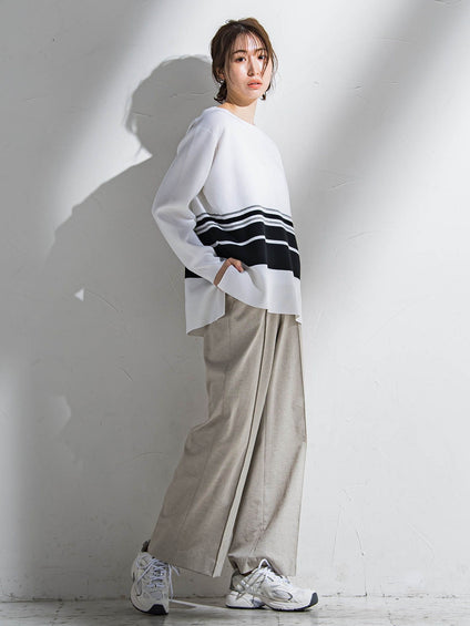 【WEB限定】シェルタリングワイドパンツ≪洗濯機で洗える≫