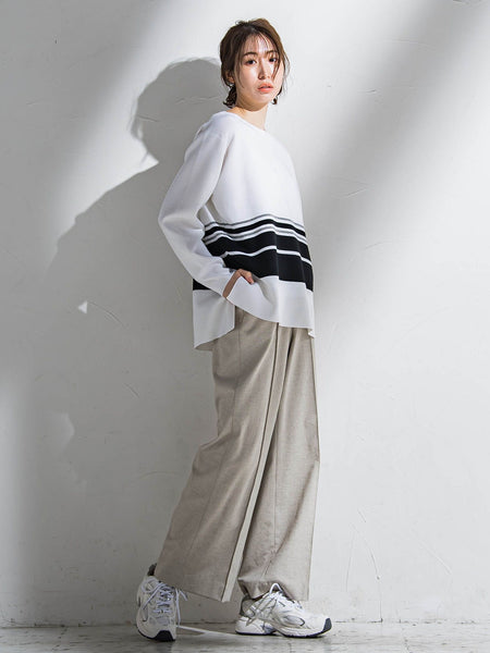 【WEB限定】シェルタリングワイドパンツ≪洗濯機で洗える≫
