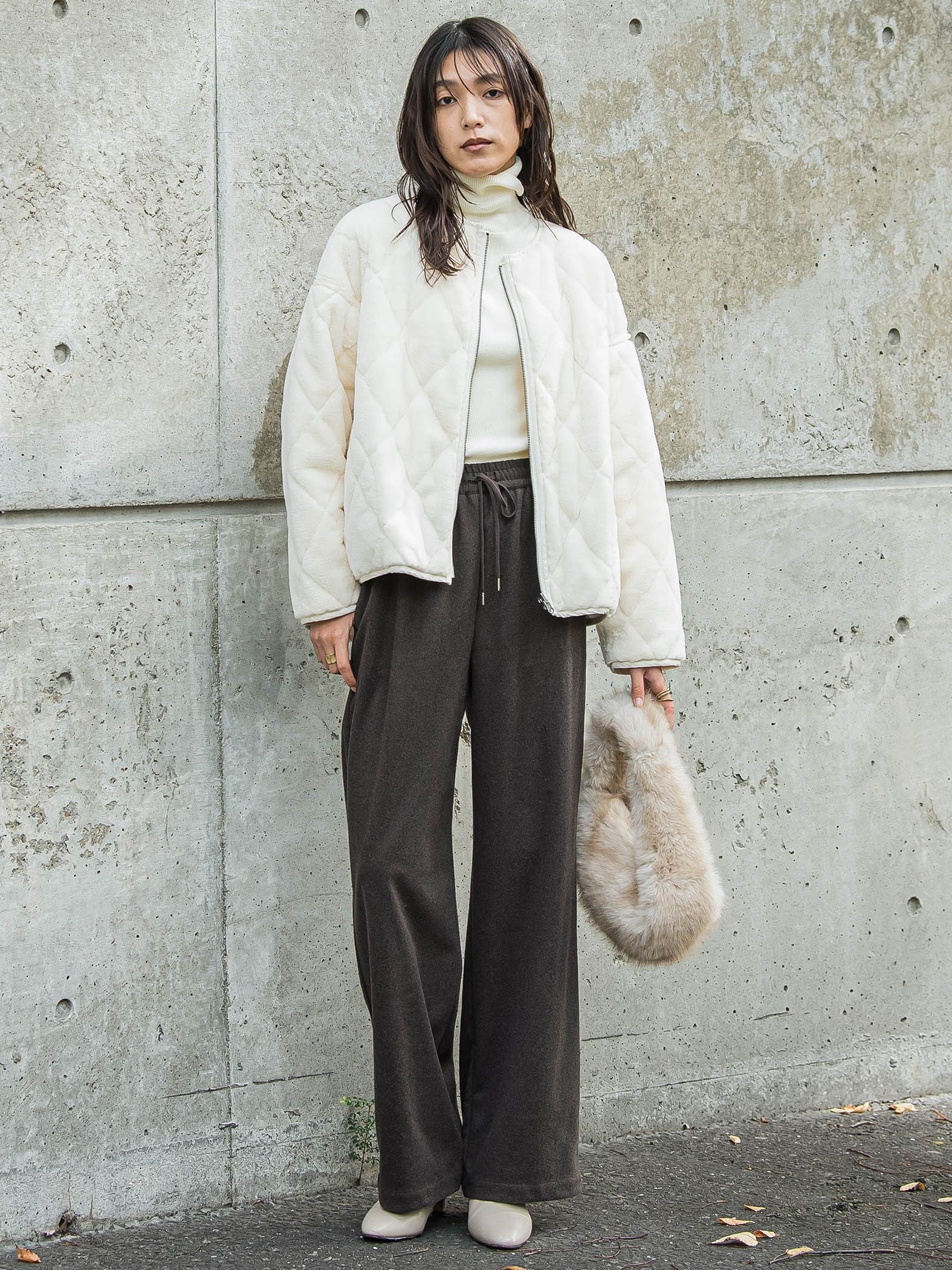 キルティング×フェイクファーリバーシブルブルゾン