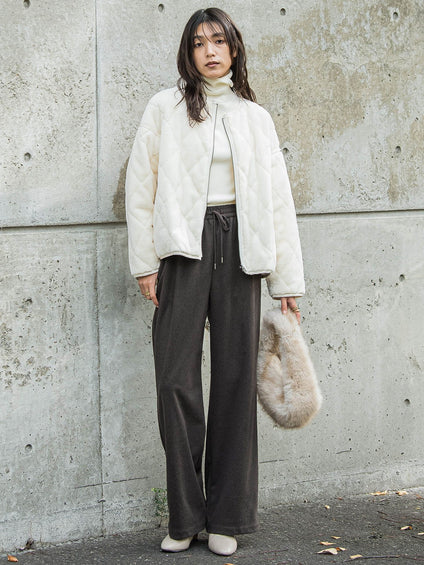 キルティング×フェイクファーリバーシブルブルゾン