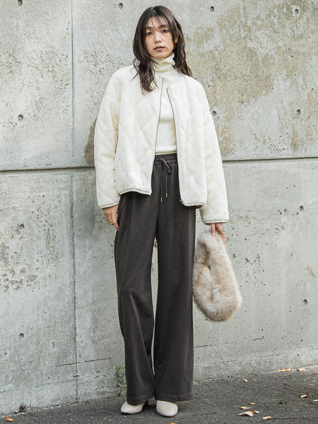 キルティング×フェイクファーリバーシブルブルゾン