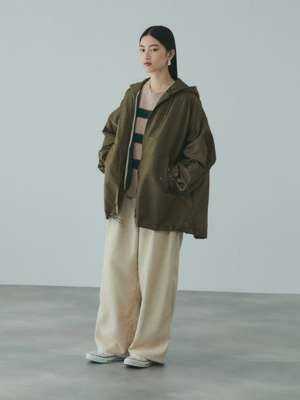 ボアライナー付きナイロンフーディブルゾン≪洗濯機で洗える≫