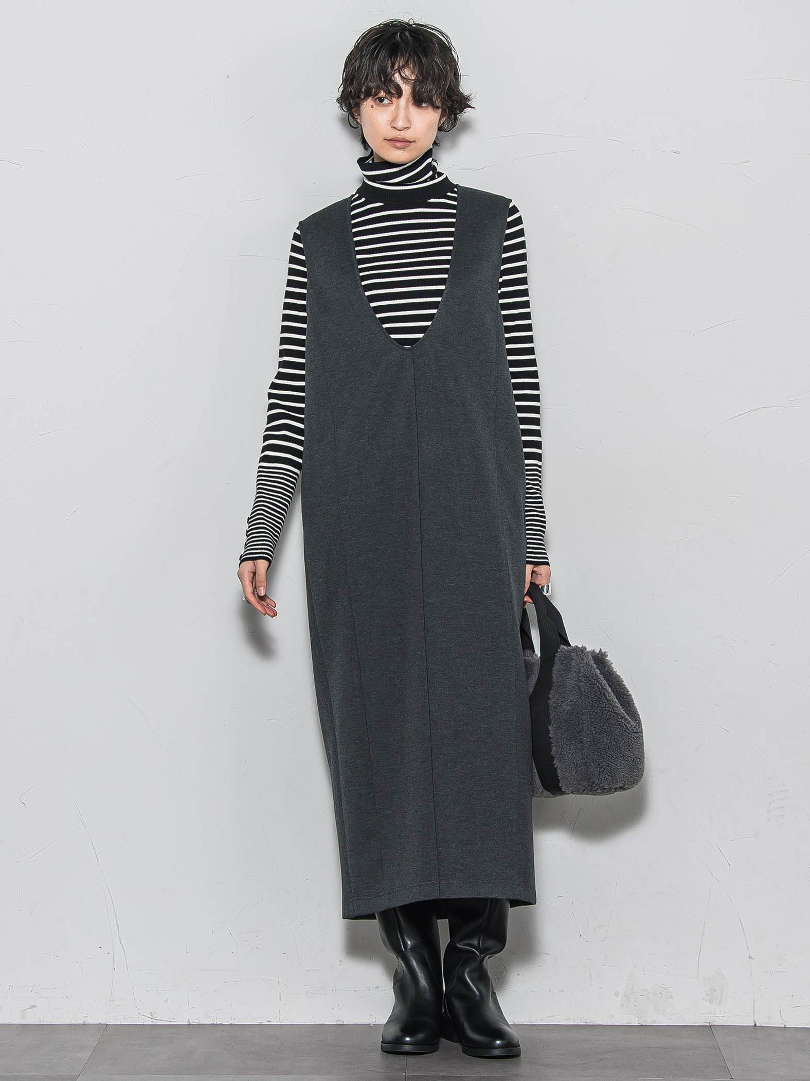 【ノンアイロン】-3kg見えIラインワンピース≪手洗い可能≫