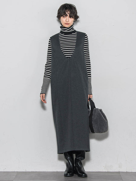 【ノンアイロン】-3kg見えIラインワンピース≪手洗い可能≫