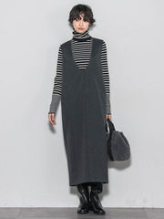 【ノンアイロン】-3kg見えIラインワンピース≪手洗い可能≫