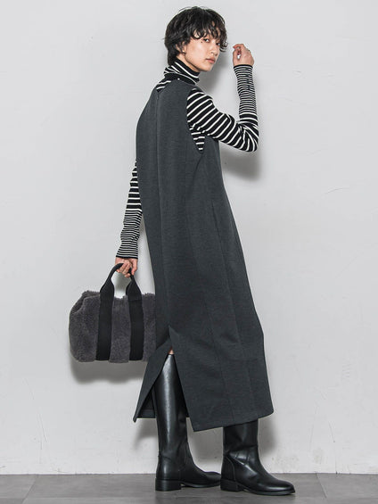 【ノンアイロン】-3kg見えIラインワンピース≪手洗い可能≫