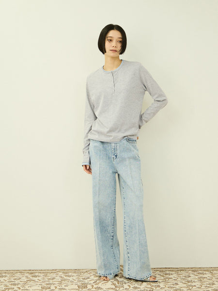 ヘンリーネックレイヤードTシャツ