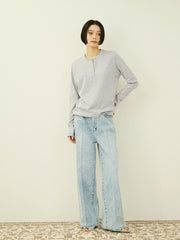 ヘンリーネックレイヤードTシャツ