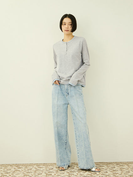 ヘンリーネックレイヤードTシャツ