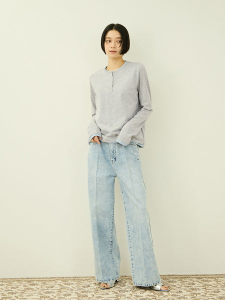 ヘンリーネックレイヤードTシャツ