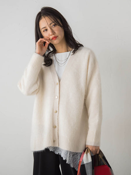 ファーVカーディガン