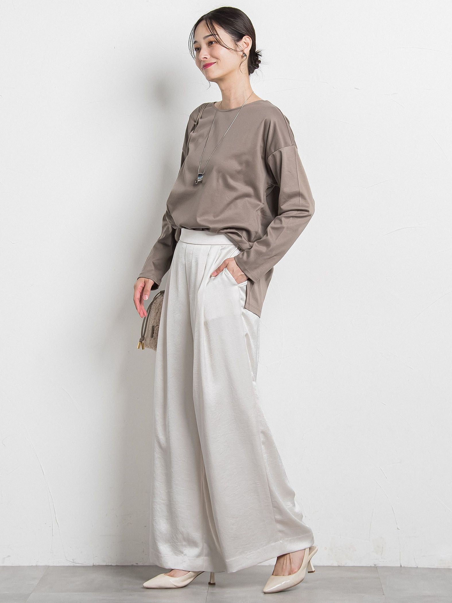 カリーヌサテンパンツ≪洗える≫