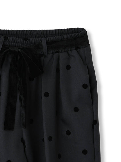 フロッキードットイージーワイドパンツ≪手洗い可能≫