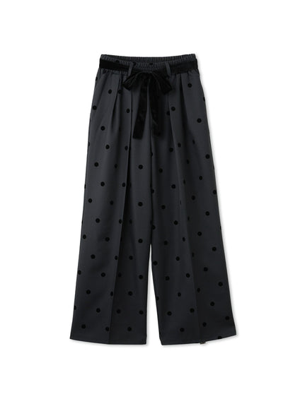 フロッキードットイージーワイドパンツ≪手洗い可能≫