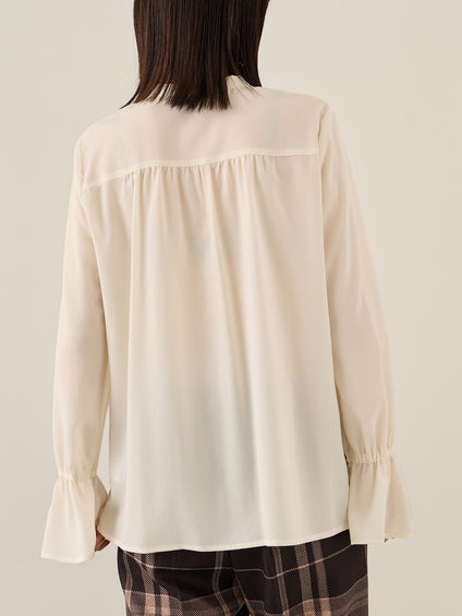 ポライトジョーゼットフリルブラウス≪手洗い可能≫