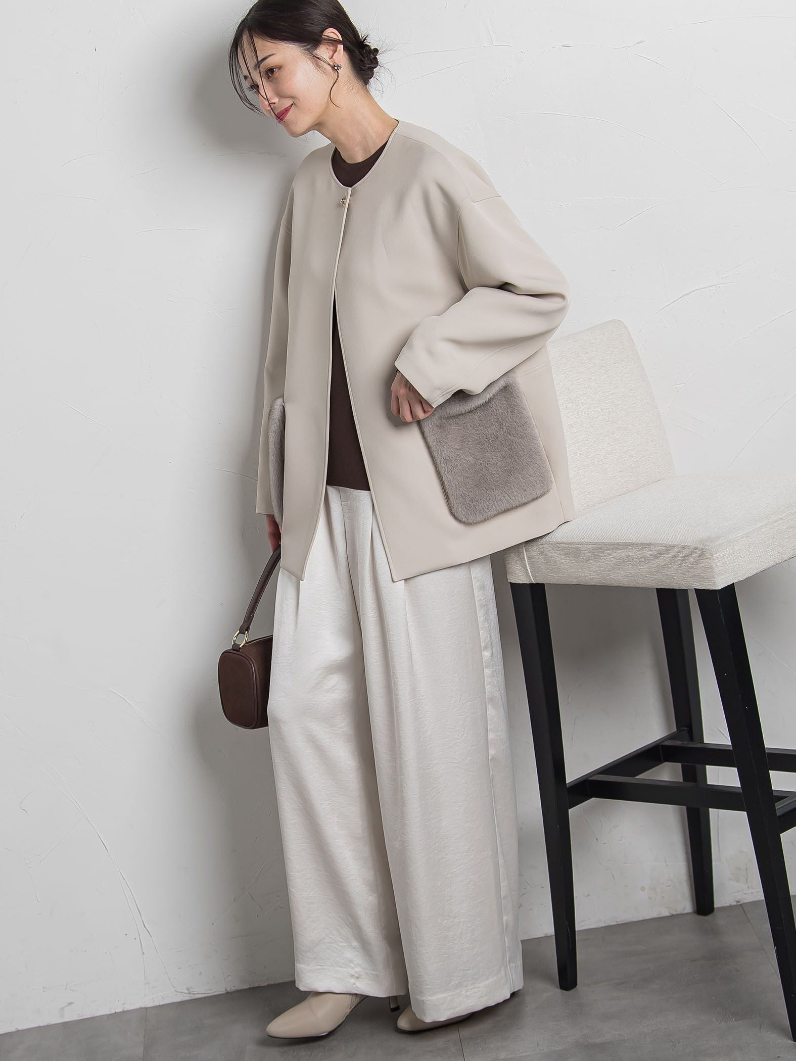 カリーヌサテンパンツ≪洗える≫