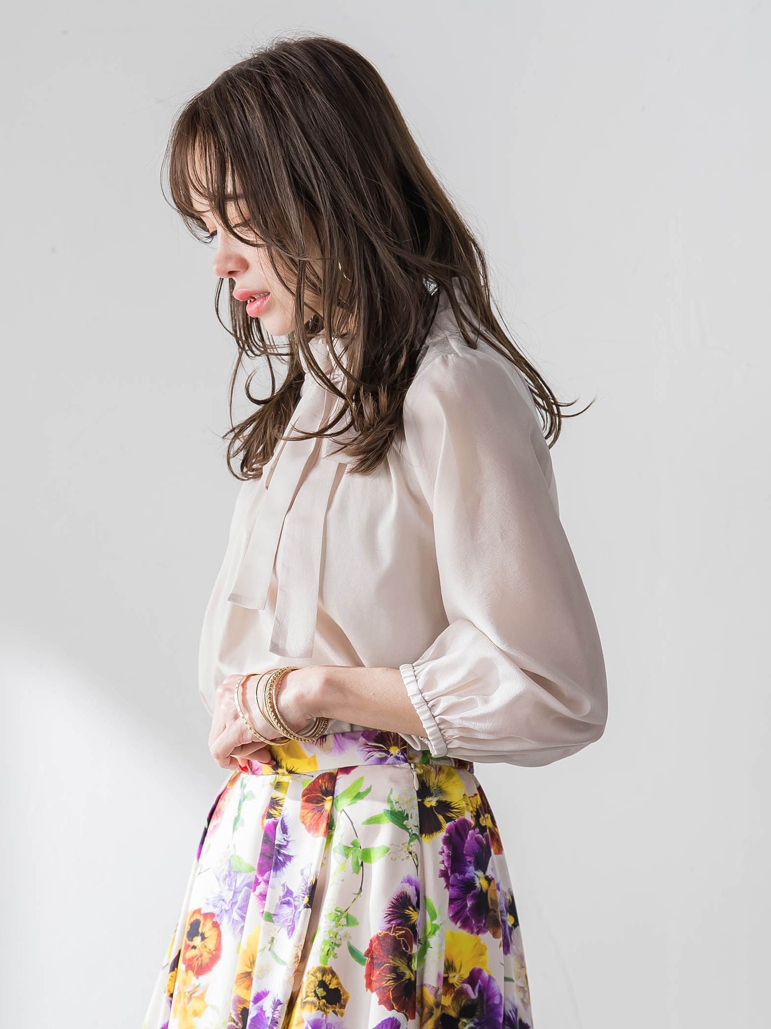 サイドリボンカットソー