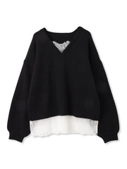 アルパカタッチ*レースVネックPO