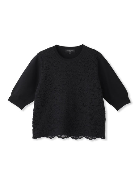 ボタニカルレース×ニットプルオーバー