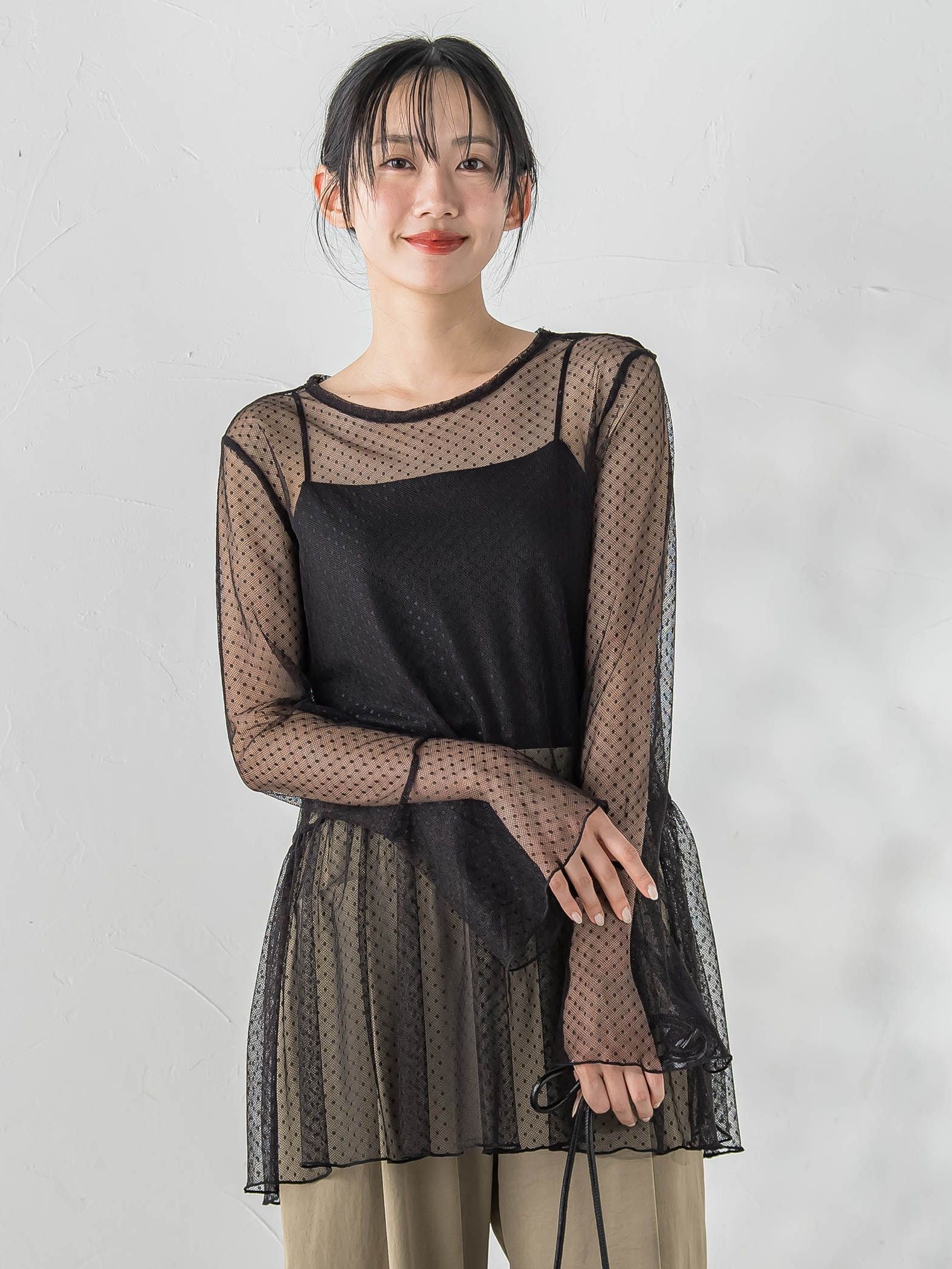 チュールドットチュニックプルオーバー≪洗濯機で洗える≫