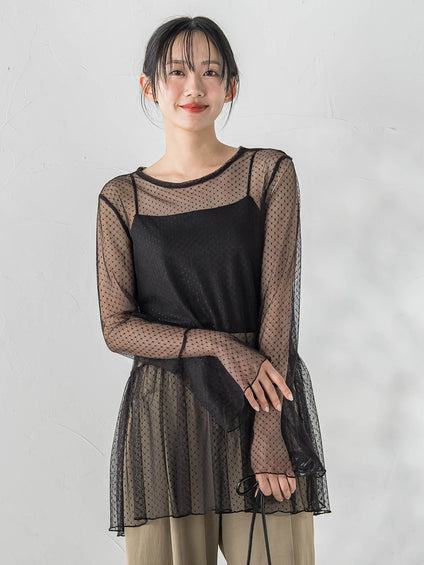 チュールドットチュニックプルオーバー≪洗濯機で洗える≫