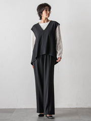 【大きいサイズ】ハイストレッチカルゼワイドパンツ