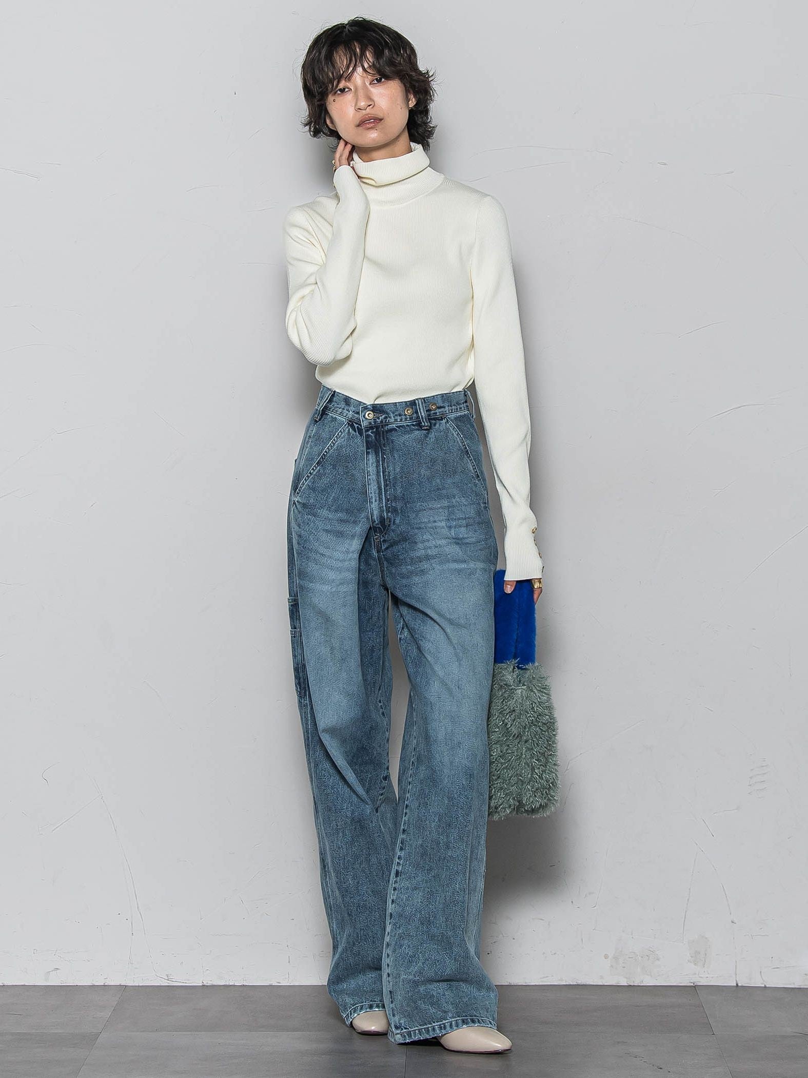 リブタートルニットプルオーバー≪手洗い可能≫