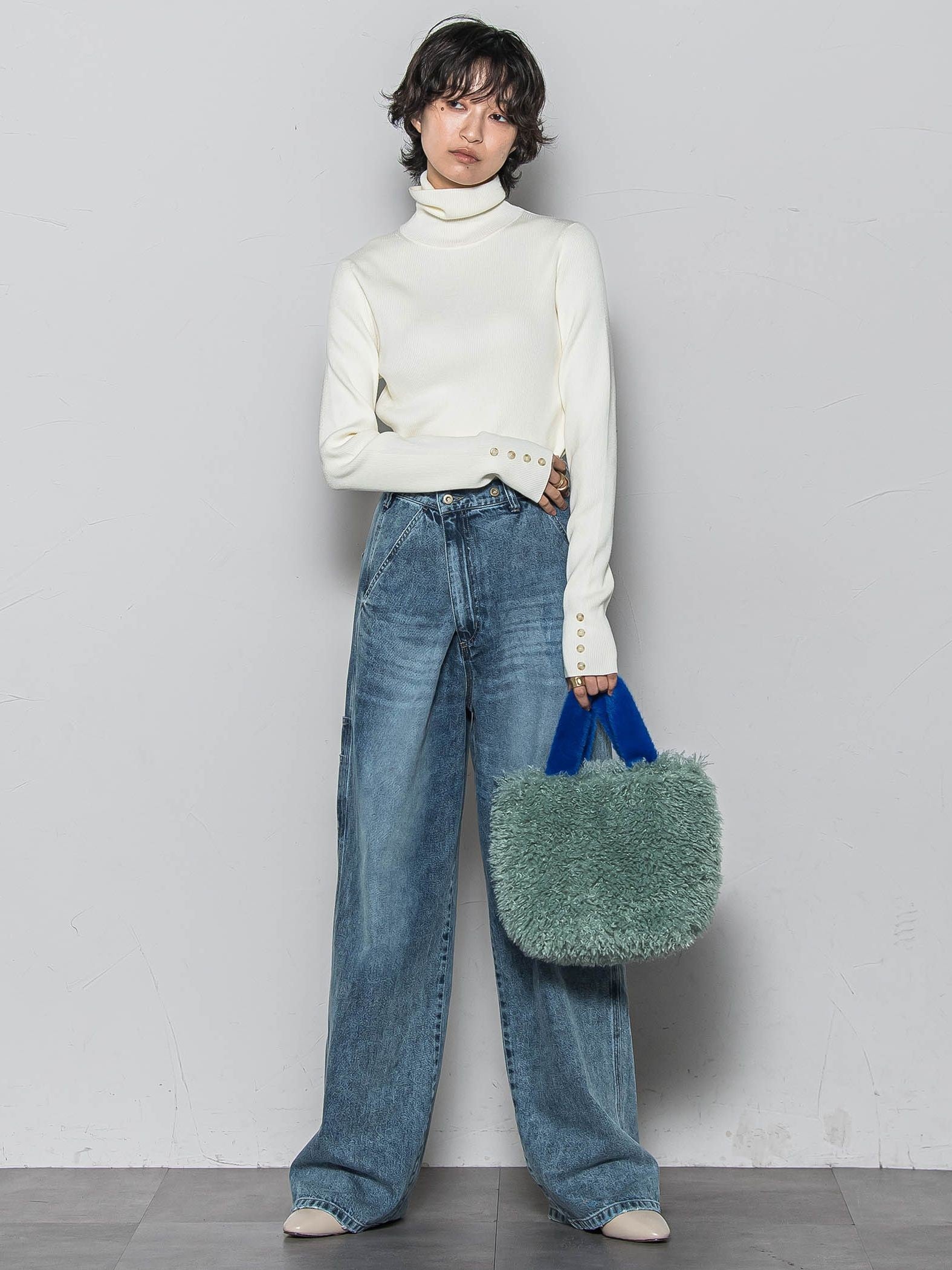 リブタートルニットプルオーバー≪手洗い可能≫