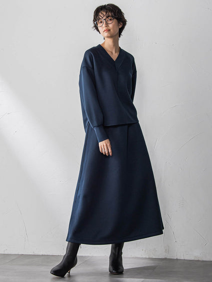 軽量ボンディングスカートセットアップ≪洗濯機で洗える≫