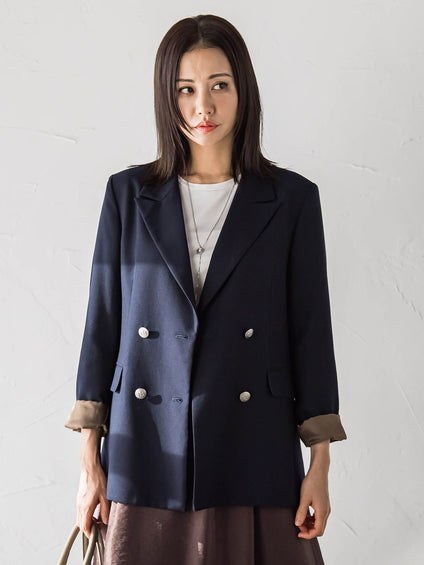 【受注会限定】リネンブレンド テーラードダブルブレストジャケット