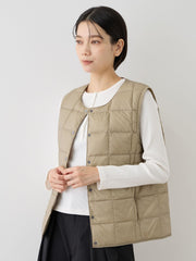 【TAION】ベーシッククルーネックボタン インナーダウンベスト