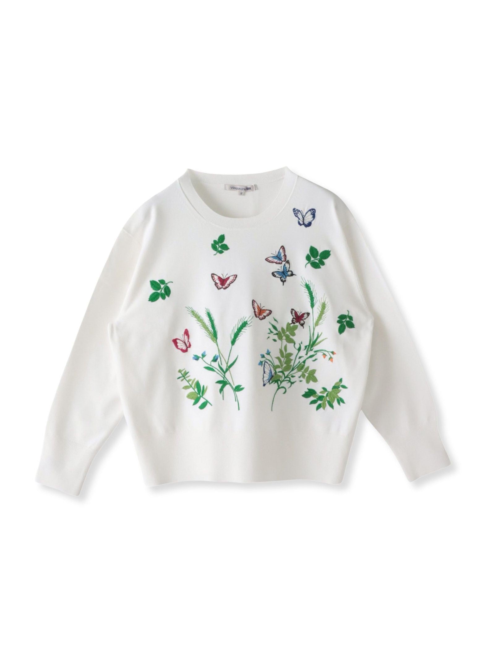 バタフライ刺繍ニット≪手洗い可能≫