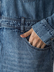 デニムバンドカラーシャツワンピース