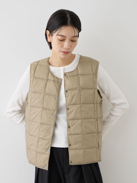 【TAION】ベーシッククルーネックボタン インナーダウンベスト